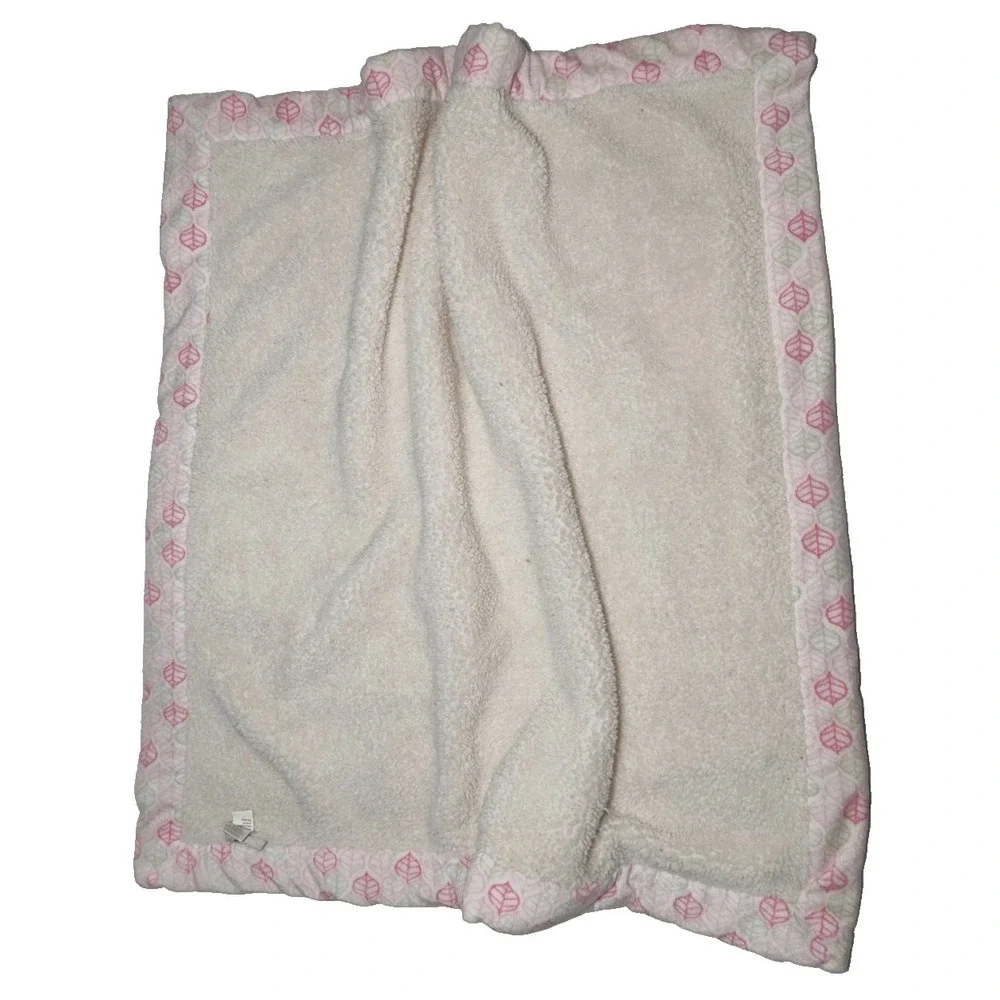 Chick Pea Plush Ribbed Pink OWL Baby Girl Blanket Leaves Sherpa Butterfly